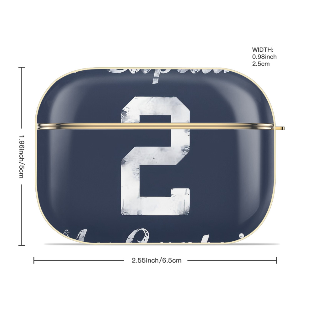 Derek Jeter 25 Luxury Gold AirPods Pro Case With Keychain, Flexible PC Material, Full Protection, Precise Cutouts, Anti-Fingerprint, Washable, Durable Design