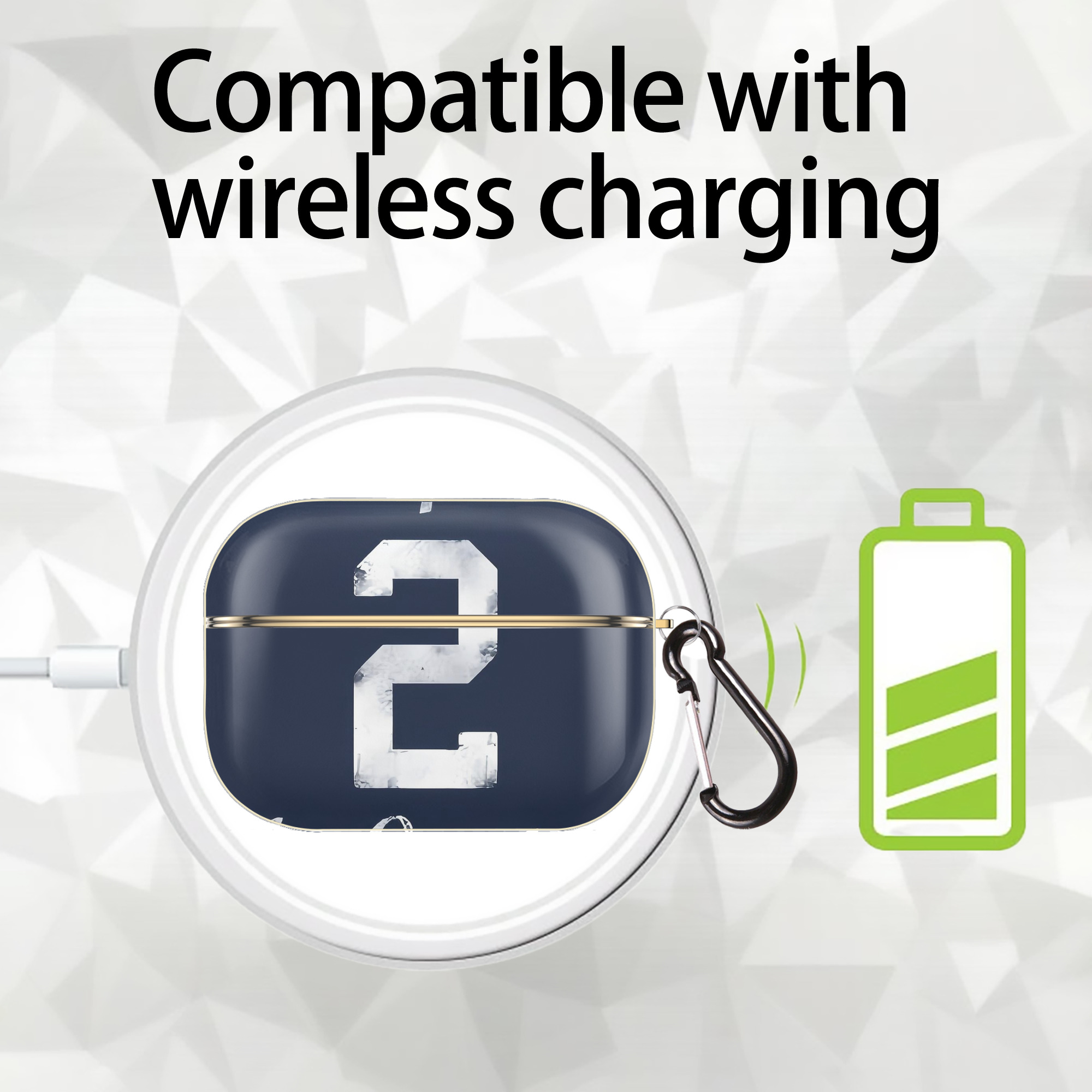 Derek Jeter 25 Luxury Gold AirPods Pro Case With Keychain, Flexible PC Material, Full Protection, Precise Cutouts, Anti-Fingerprint, Washable, Durable Design