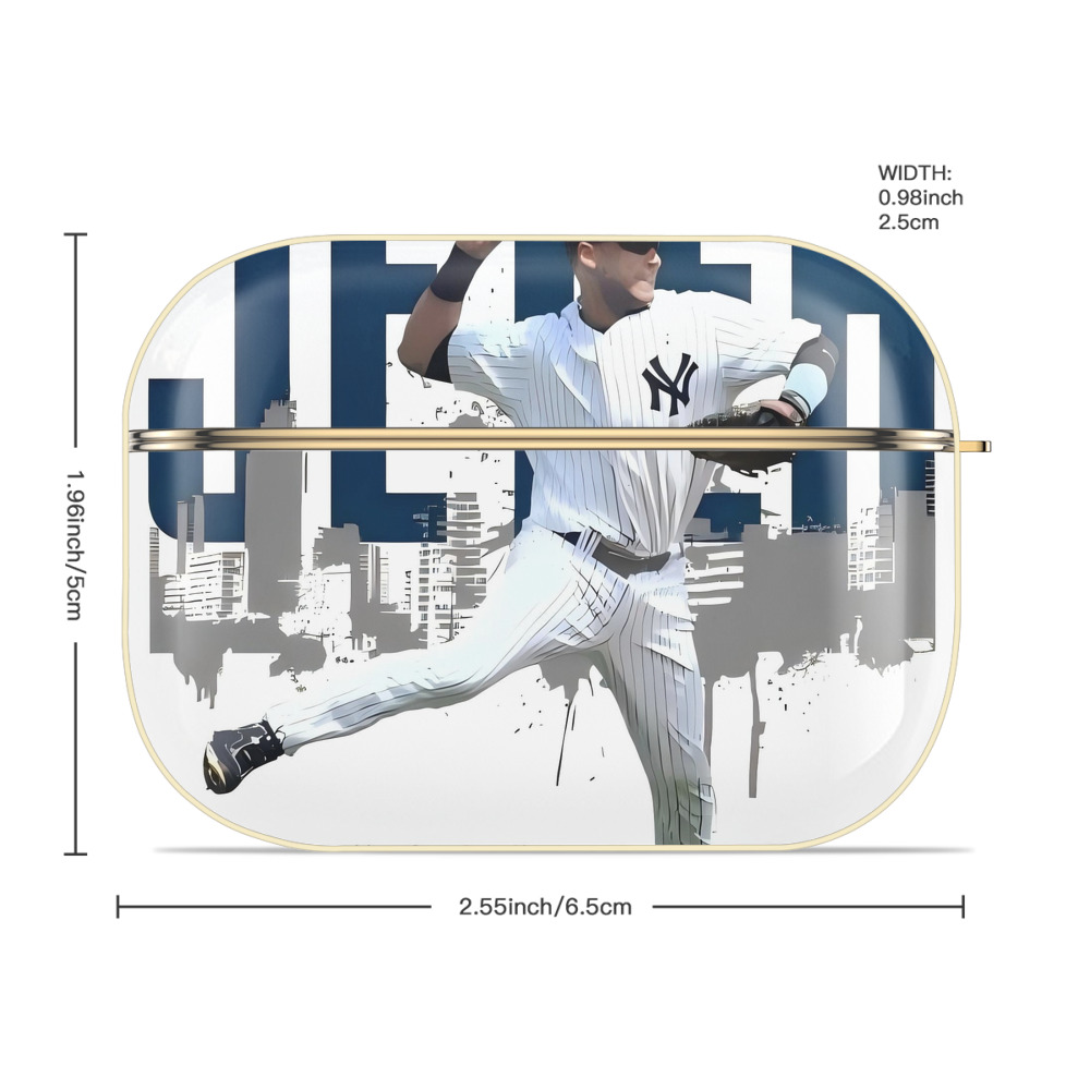 Derek Jeter 57 Luxury Gold AirPods Pro Case With Keychain, Flexible PC Material, Full Protection, Precise Cutouts, Anti-Fingerprint, Washable, Durable Design