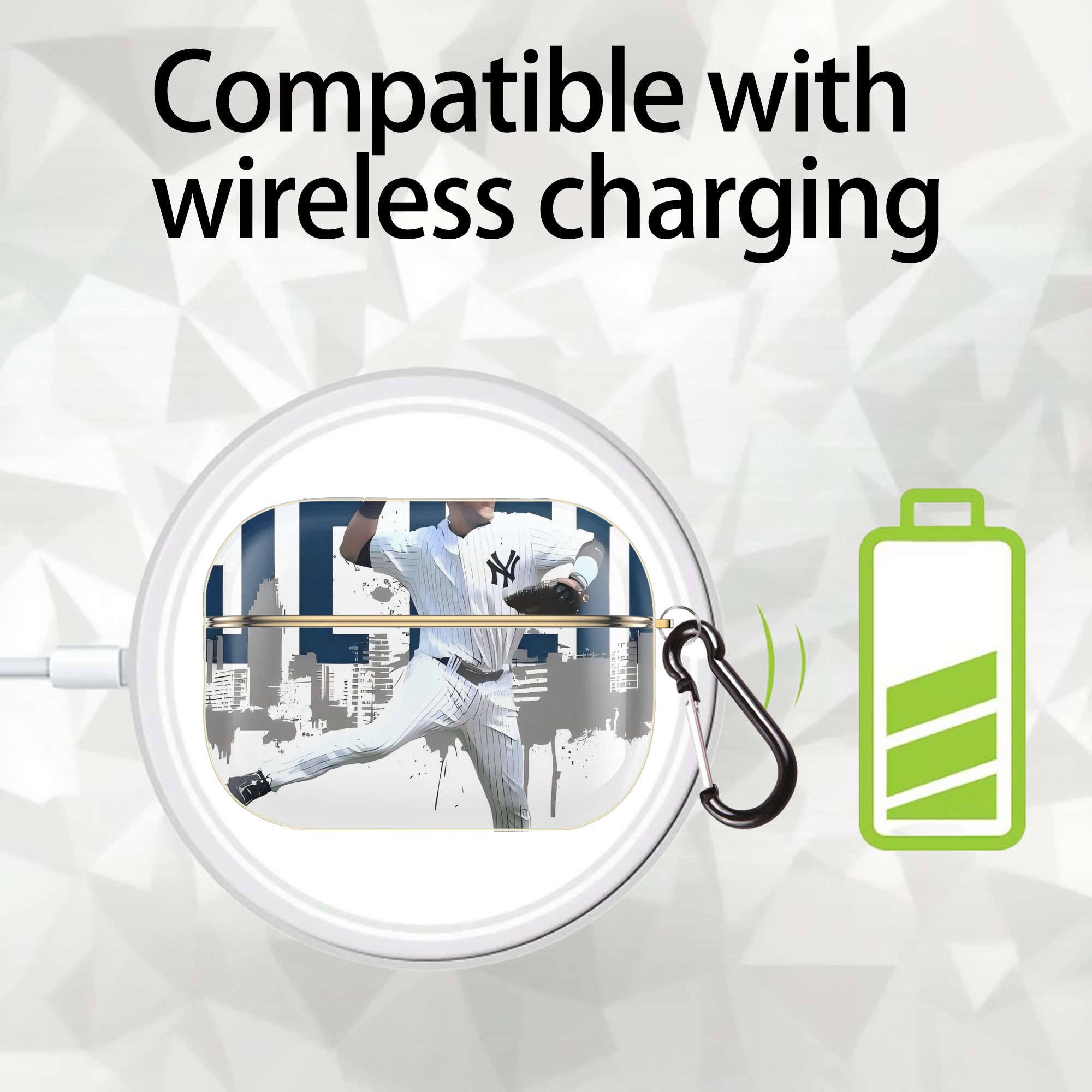 Derek Jeter 57 Luxury Gold AirPods Pro Case With Keychain, Flexible PC Material, Full Protection, Precise Cutouts, Anti-Fingerprint, Washable, Durable Design