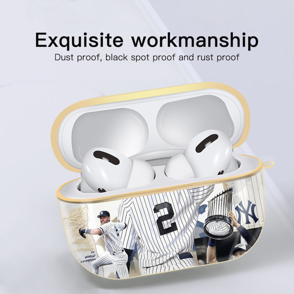 Derek Jeter 58 Luxury Gold AirPods Pro Case With Keychain, Flexible PC Material, Full Protection, Precise Cutouts, Anti-Fingerprint, Washable, Durable Design