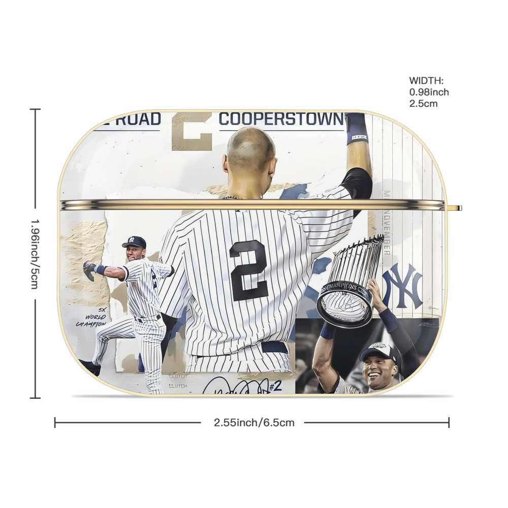 Derek Jeter 58 Luxury Gold AirPods Pro Case With Keychain, Flexible PC Material, Full Protection, Precise Cutouts, Anti-Fingerprint, Washable, Durable Design