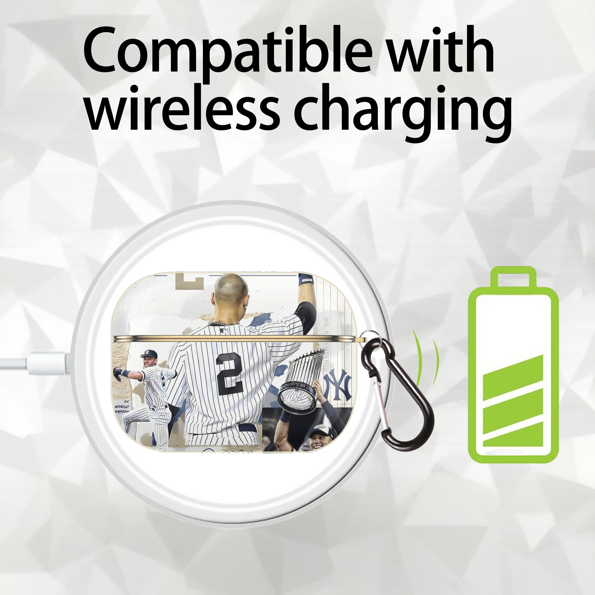 Derek Jeter 58 Luxury Gold AirPods Pro Case With Keychain, Flexible PC Material, Full Protection, Precise Cutouts, Anti-Fingerprint, Washable, Durable Design