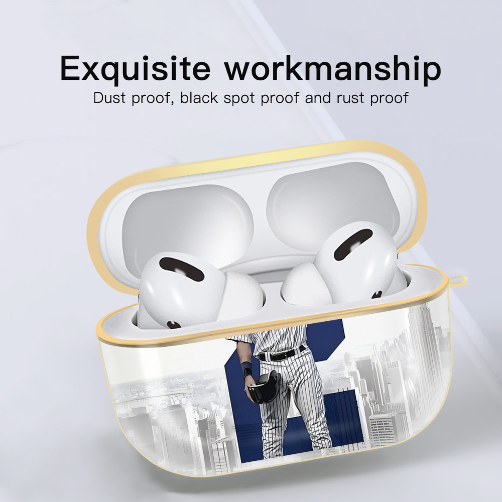 Derek Jeter 68 Luxury Gold AirPods Pro Case With Keychain, Flexible PC Material, Full Protection, Precise Cutouts, Anti-Fingerprint, Washable, Durable Design