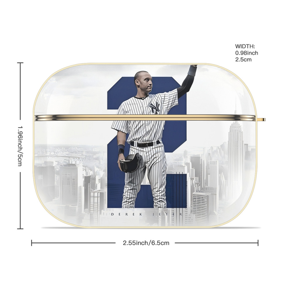Derek Jeter 68 Luxury Gold AirPods Pro Case With Keychain, Flexible PC Material, Full Protection, Precise Cutouts, Anti-Fingerprint, Washable, Durable Design