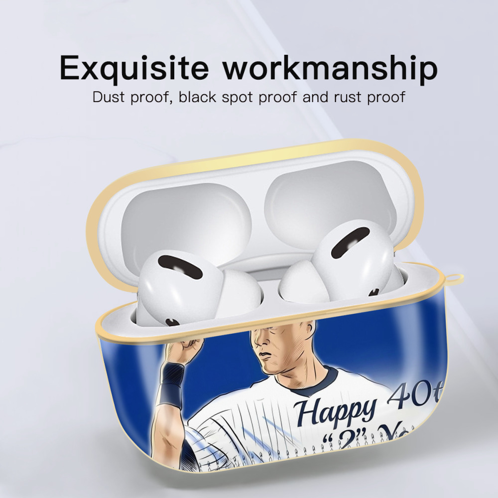 Derek Jeter 69 Luxury Gold AirPods Pro Case With Keychain, Flexible PC Material, Full Protection, Precise Cutouts, Anti-Fingerprint, Washable, Durable Design