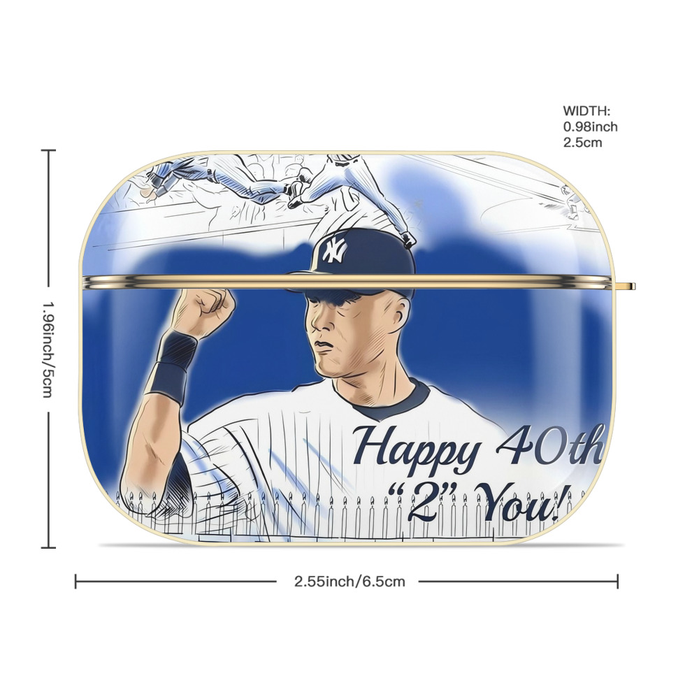 Derek Jeter 69 Luxury Gold AirPods Pro Case With Keychain, Flexible PC Material, Full Protection, Precise Cutouts, Anti-Fingerprint, Washable, Durable Design