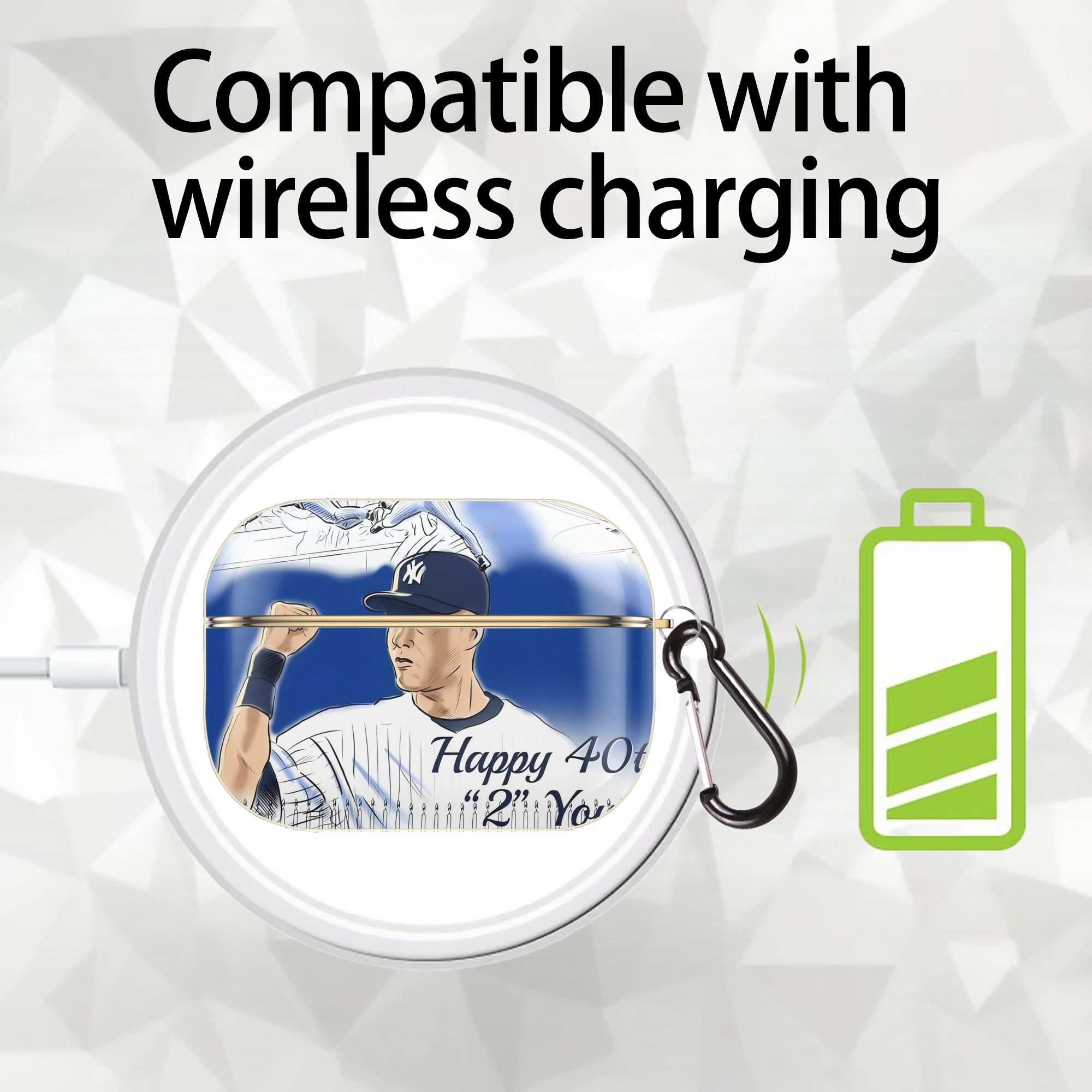 Derek Jeter 69 Luxury Gold AirPods Pro Case With Keychain, Flexible PC Material, Full Protection, Precise Cutouts, Anti-Fingerprint, Washable, Durable Design