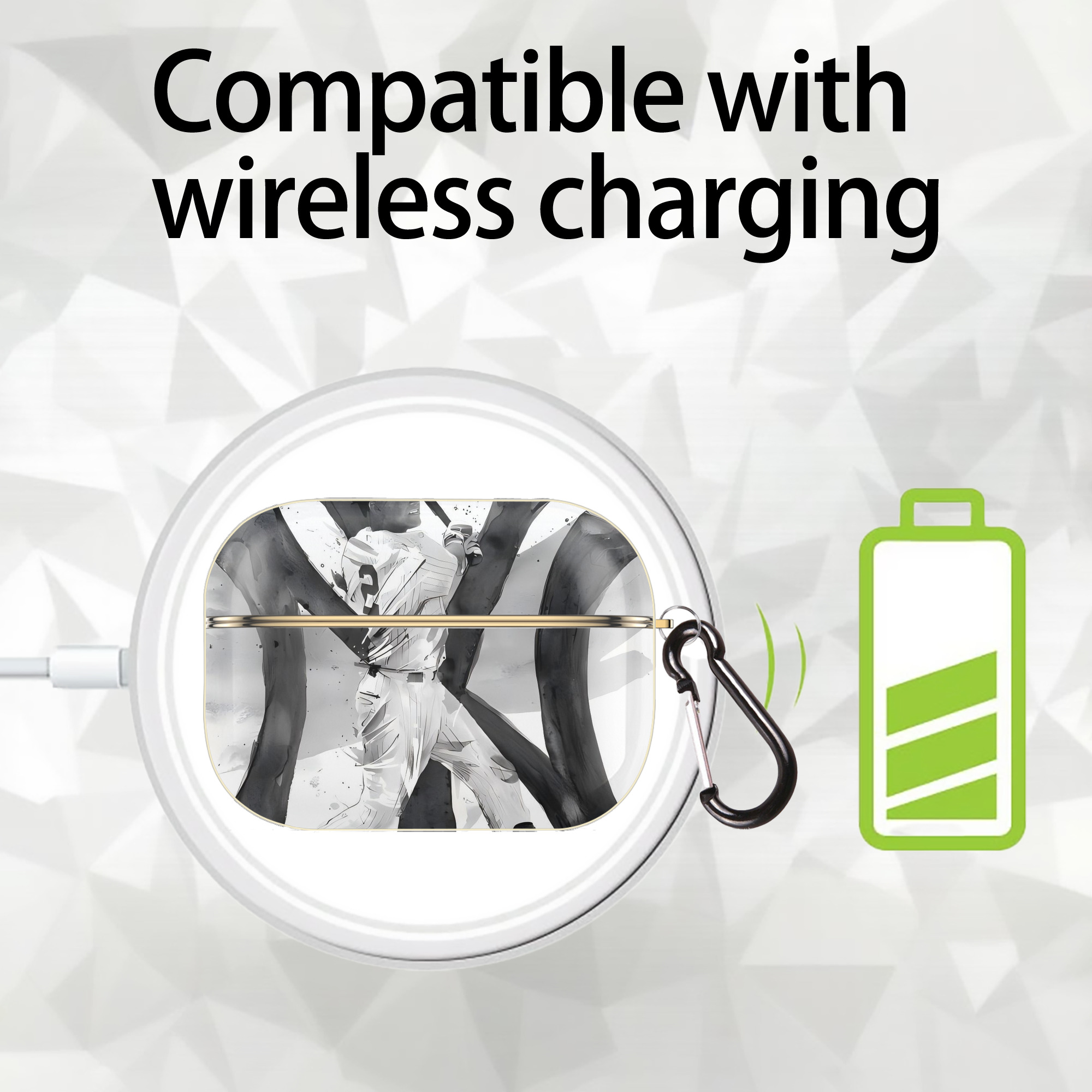 Derek Jeter 71 Luxury Gold AirPods Pro Case With Keychain, Flexible PC Material, Full Protection, Precise Cutouts, Anti-Fingerprint, Washable, Durable Design