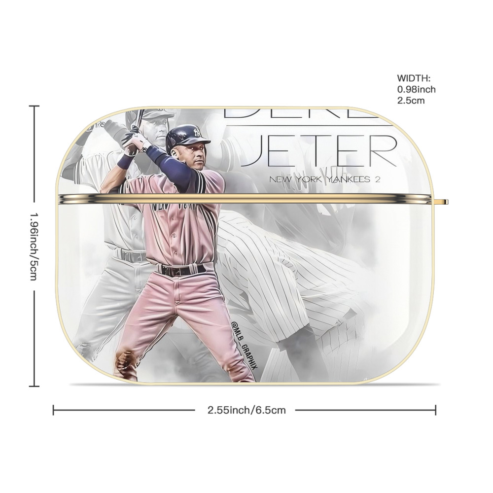 Derek Jeter 72 Luxury Gold AirPods Pro Case With Keychain, Flexible PC Material, Full Protection, Precise Cutouts, Anti-Fingerprint, Washable, Durable Design