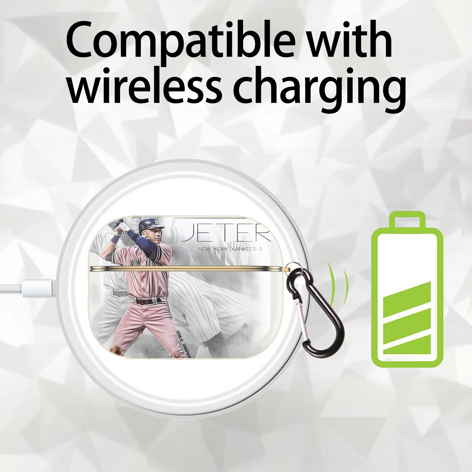 Derek Jeter 72 Luxury Gold AirPods Pro Case With Keychain, Flexible PC Material, Full Protection, Precise Cutouts, Anti-Fingerprint, Washable, Durable Design