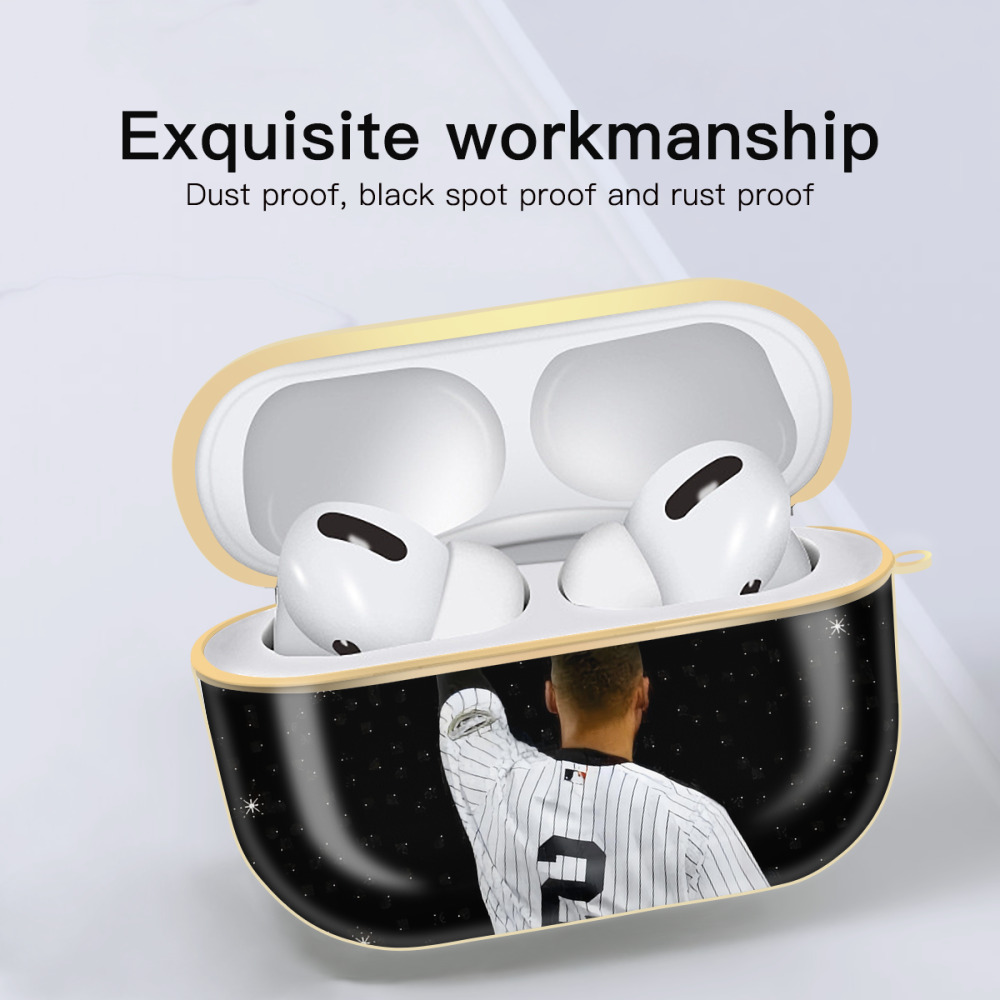 Derek Jeter 73 Luxury Gold AirPods Pro Case With Keychain, Flexible PC Material, Full Protection, Precise Cutouts, Anti-Fingerprint, Washable, Durable Design