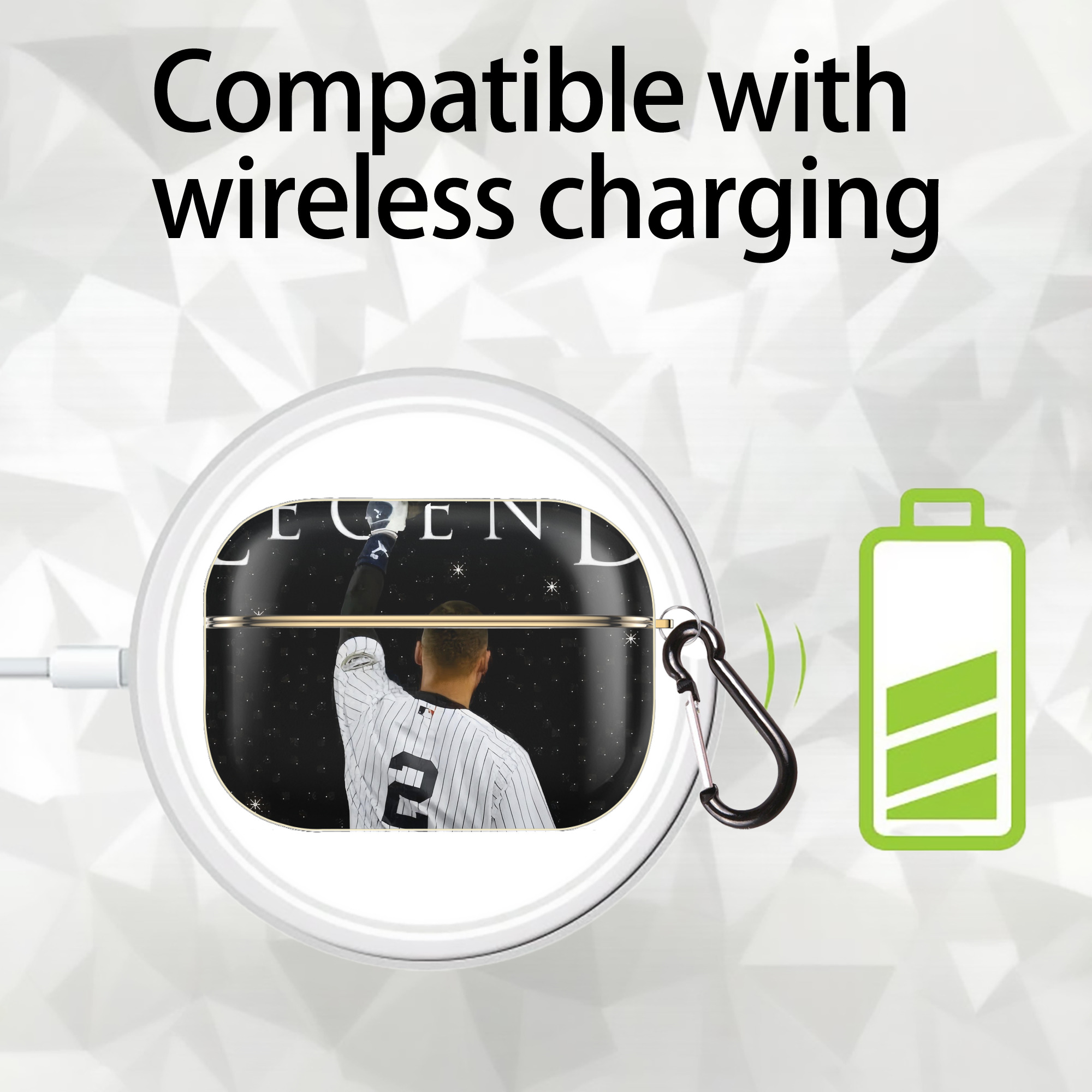 Derek Jeter 73 Luxury Gold AirPods Pro Case With Keychain, Flexible PC Material, Full Protection, Precise Cutouts, Anti-Fingerprint, Washable, Durable Design