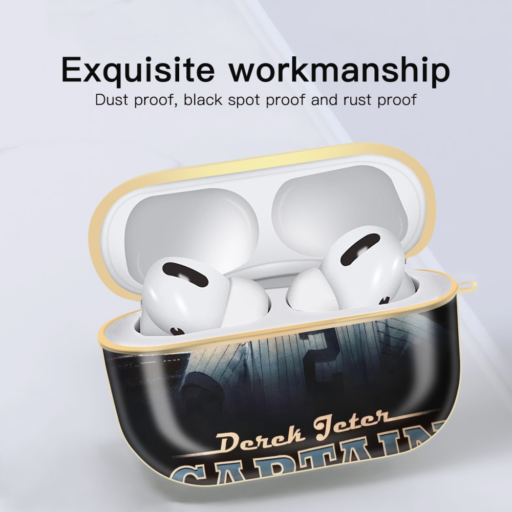 Derek Jeter 74 Luxury Gold AirPods Pro Case With Keychain, Flexible PC Material, Full Protection, Precise Cutouts, Anti-Fingerprint, Washable, Durable Design