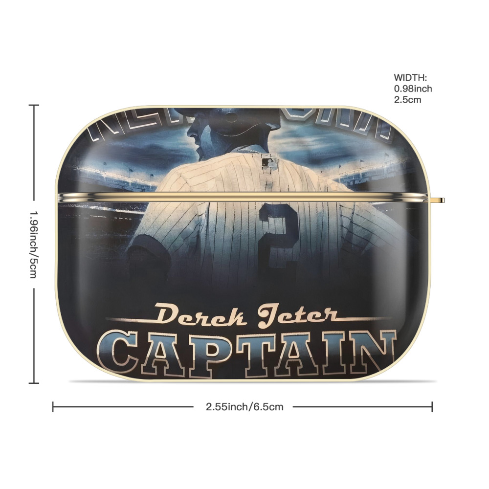 Derek Jeter 74 Luxury Gold AirPods Pro Case With Keychain, Flexible PC Material, Full Protection, Precise Cutouts, Anti-Fingerprint, Washable, Durable Design