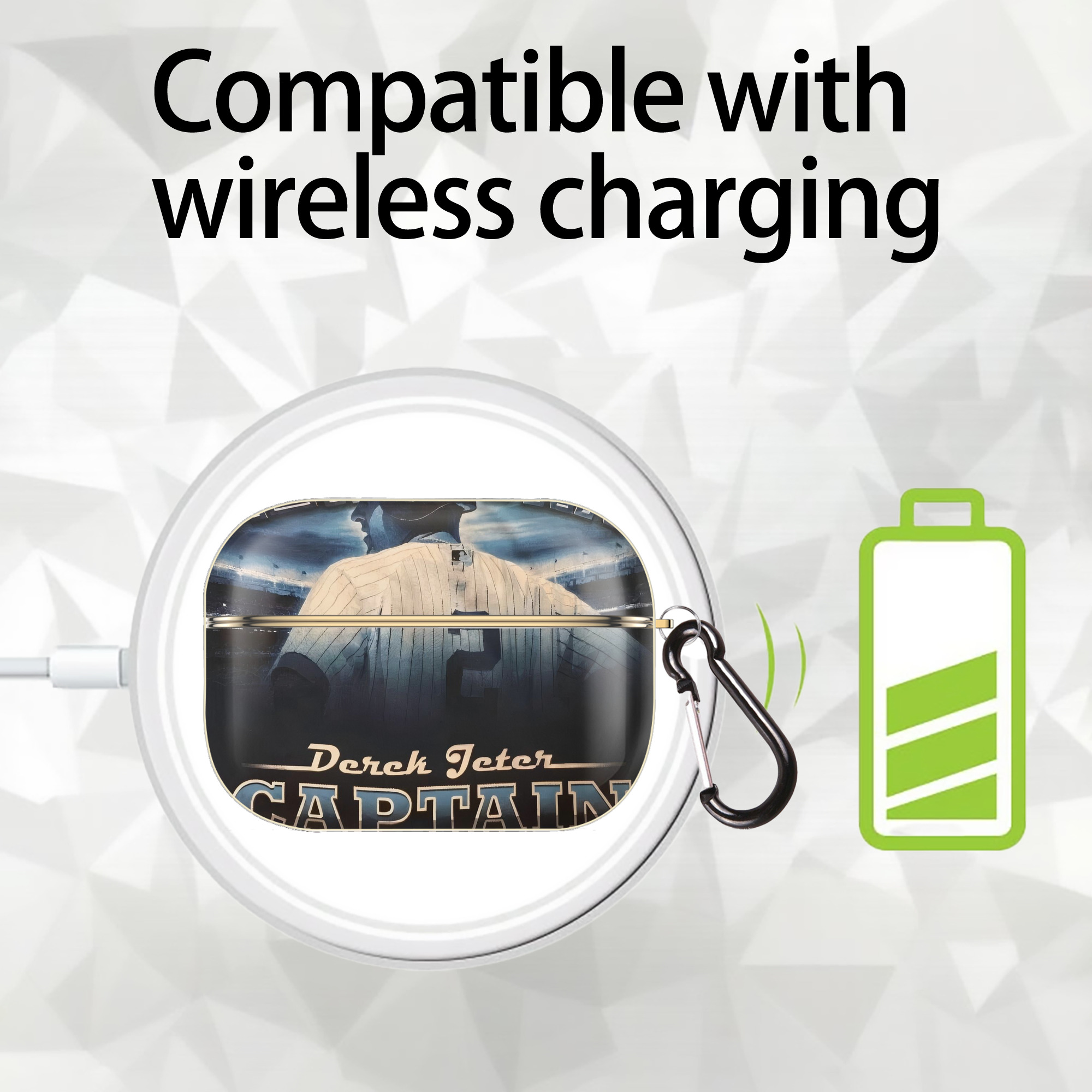 Derek Jeter 74 Luxury Gold AirPods Pro Case With Keychain, Flexible PC Material, Full Protection, Precise Cutouts, Anti-Fingerprint, Washable, Durable Design