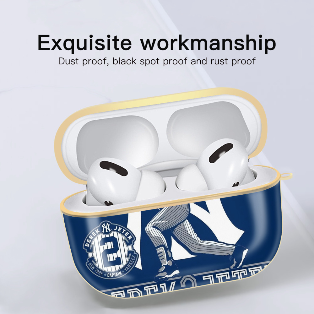 Derek Jeter 104 Luxury Gold AirPods Pro Case With Keychain, Flexible PC Material, Full Protection, Precise Cutouts, Anti-Fingerprint, Washable, Durable Design