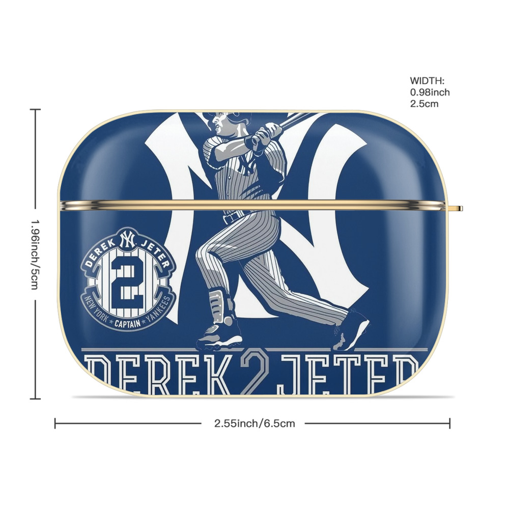 Derek Jeter 104 Luxury Gold AirPods Pro Case With Keychain, Flexible PC Material, Full Protection, Precise Cutouts, Anti-Fingerprint, Washable, Durable Design