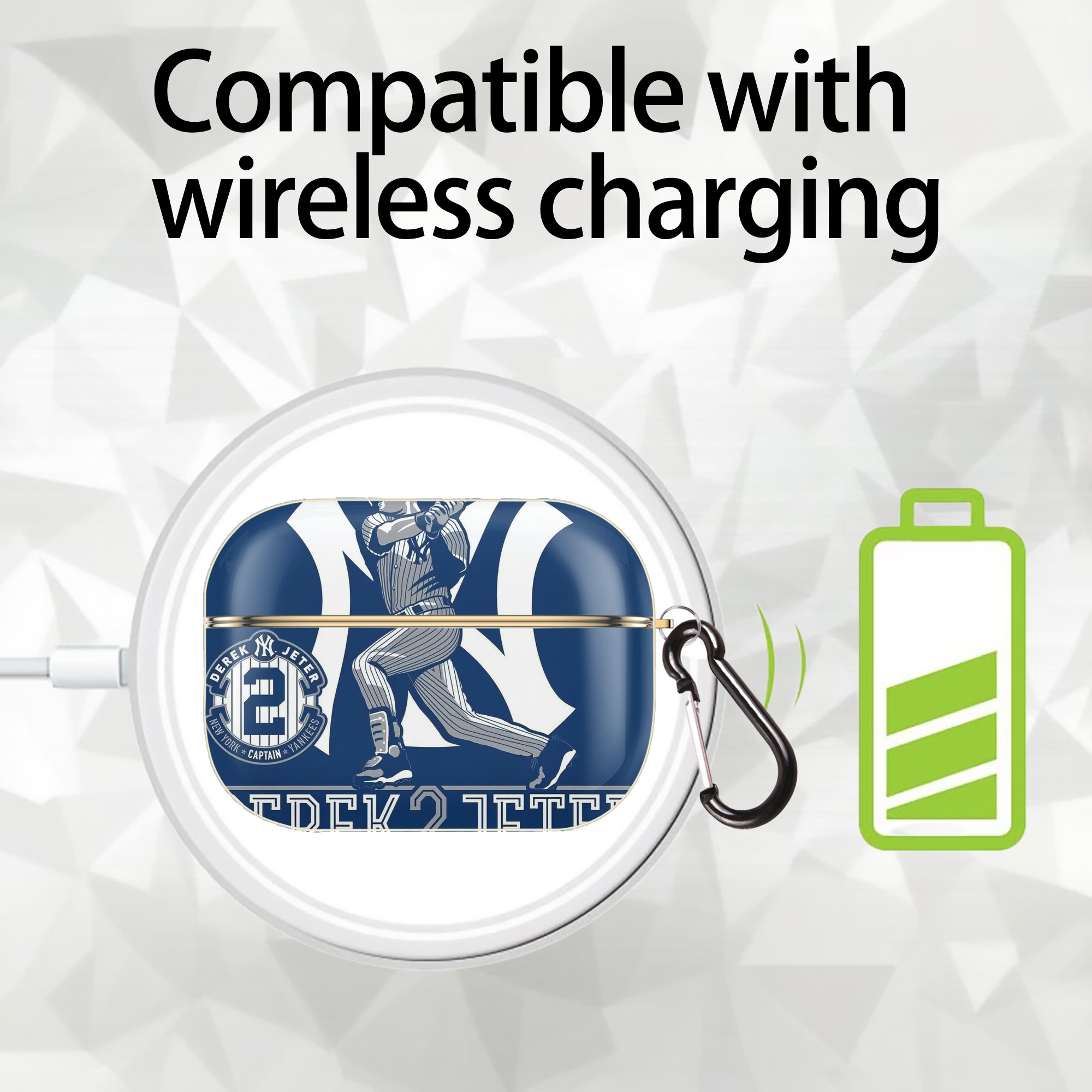 Derek Jeter 104 Luxury Gold AirPods Pro Case With Keychain, Flexible PC Material, Full Protection, Precise Cutouts, Anti-Fingerprint, Washable, Durable Design