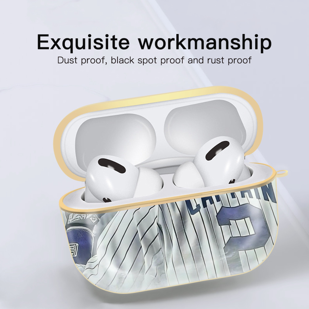 Derek Jeter 105 Luxury Gold AirPods Pro Case With Keychain, Flexible PC Material, Full Protection, Precise Cutouts, Anti-Fingerprint, Washable, Durable Design