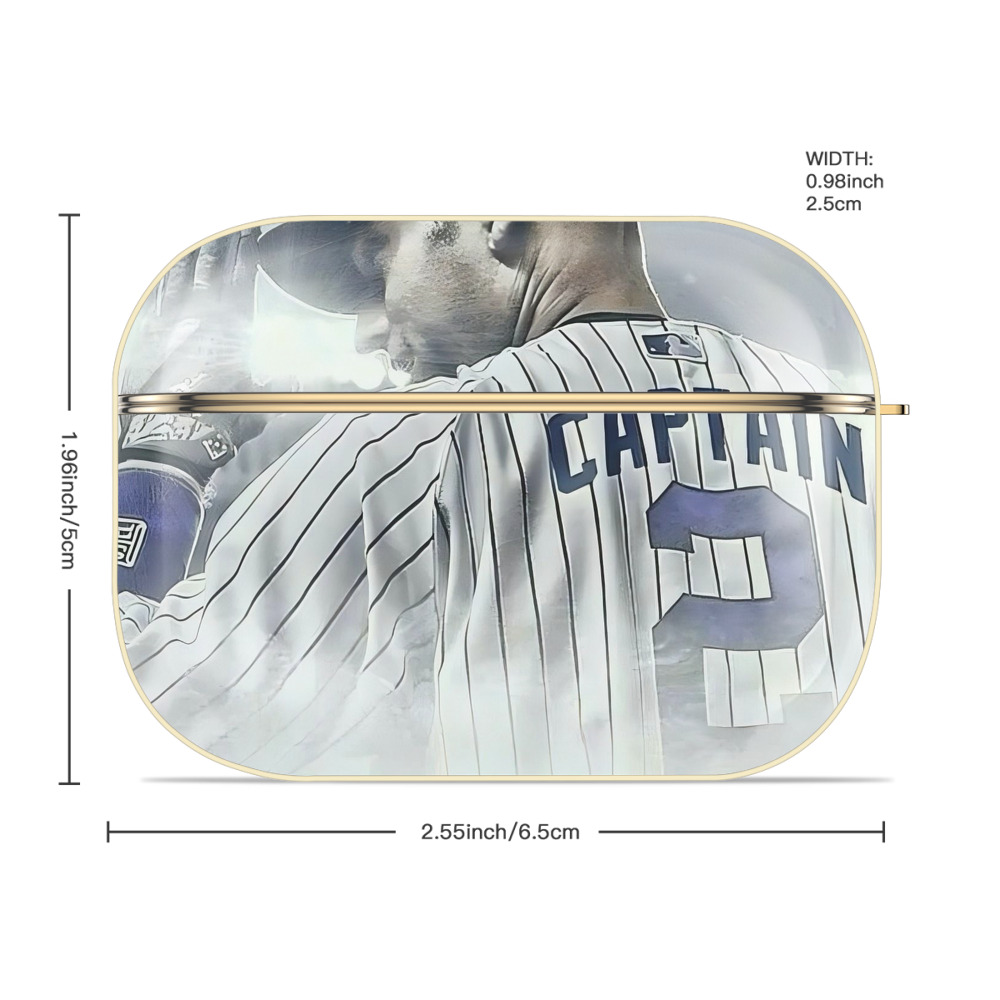 Derek Jeter 105 Luxury Gold AirPods Pro Case With Keychain, Flexible PC Material, Full Protection, Precise Cutouts, Anti-Fingerprint, Washable, Durable Design