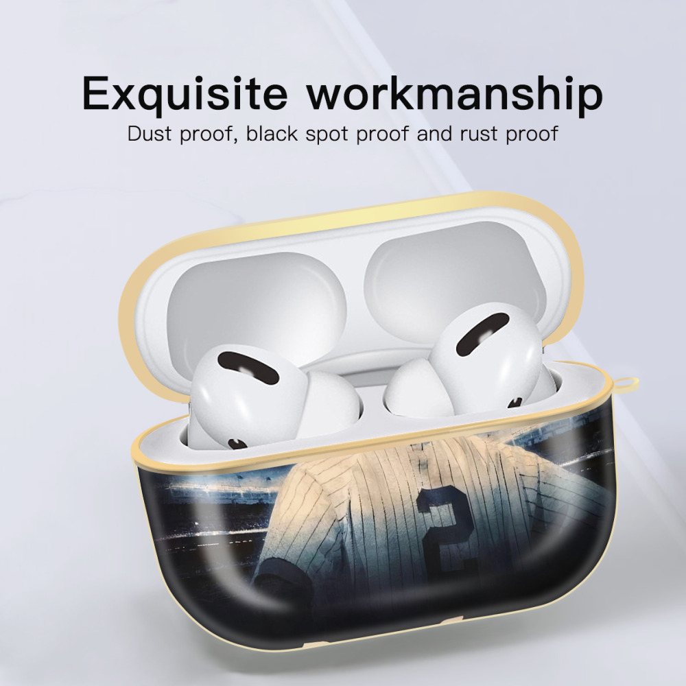 Derek Jeter 114 Luxury Gold AirPods Pro Case With Keychain, Flexible PC Material, Full Protection, Precise Cutouts, Anti-Fingerprint, Washable, Durable Design