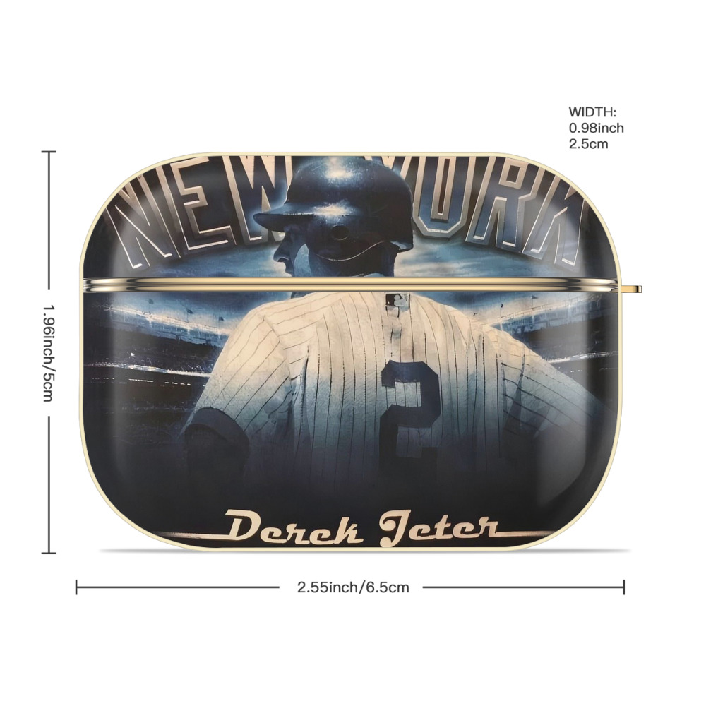 Derek Jeter 114 Luxury Gold AirPods Pro Case With Keychain, Flexible PC Material, Full Protection, Precise Cutouts, Anti-Fingerprint, Washable, Durable Design