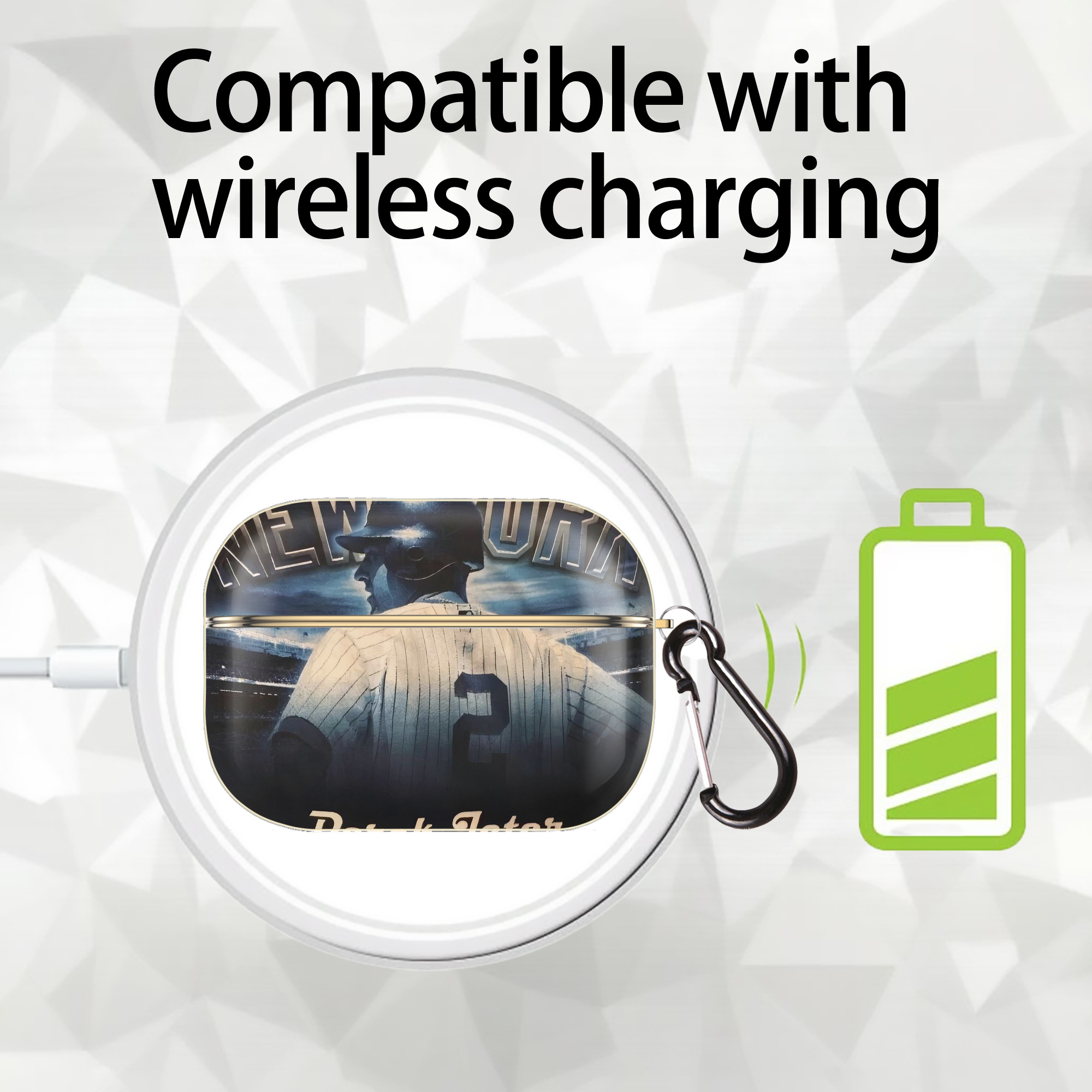 Derek Jeter 114 Luxury Gold AirPods Pro Case With Keychain, Flexible PC Material, Full Protection, Precise Cutouts, Anti-Fingerprint, Washable, Durable Design