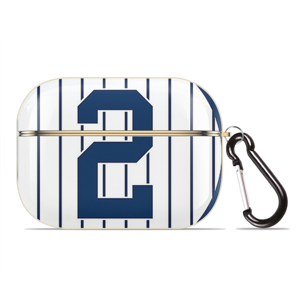 Derek Jeter 19 Luxury Gold AirPods Pro Case With Keychain, Flexible PC Material, Full Protection, Precise Cutouts, Anti-Fingerprint, Washable, Durable Design