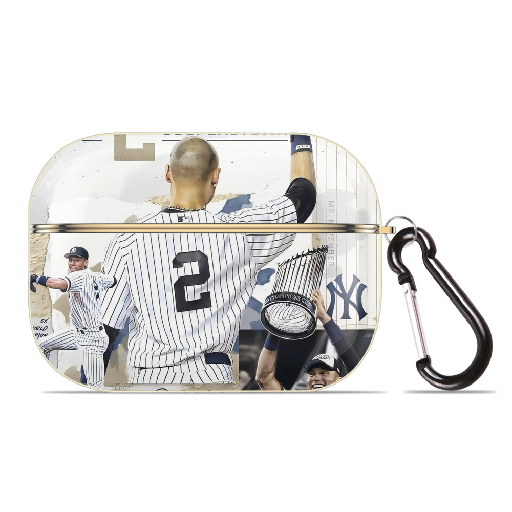 Derek Jeter 58 Luxury Gold AirPods Pro Case With Keychain, Flexible PC Material, Full Protection, Precise Cutouts, Anti-Fingerprint, Washable, Durable Design