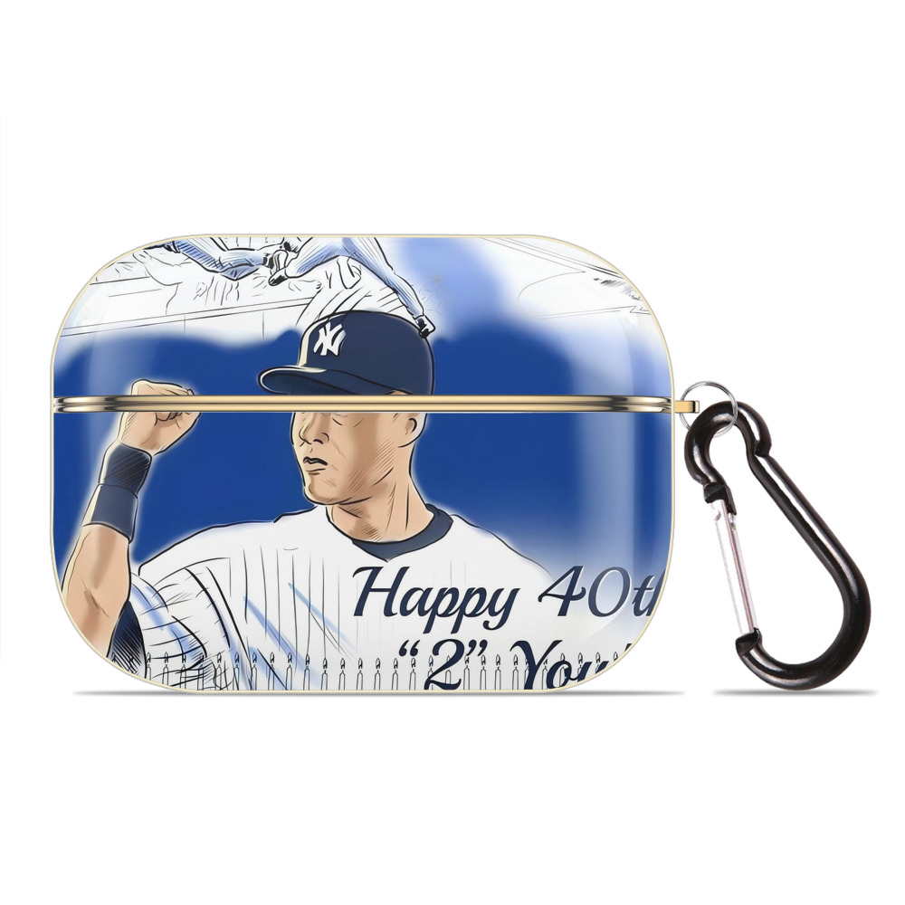 Derek Jeter 69 Luxury Gold AirPods Pro Case With Keychain, Flexible PC Material, Full Protection, Precise Cutouts, Anti-Fingerprint, Washable, Durable Design