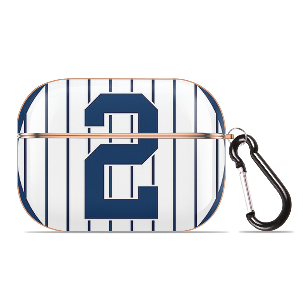 Derek Jeter 19 AirPods Pro Protective Case Rose Gold, Flexible PC Material, Precise Fit, Anti-Slip Cover, Full Protection, Fingerprint Resistant, Washable With Keychain