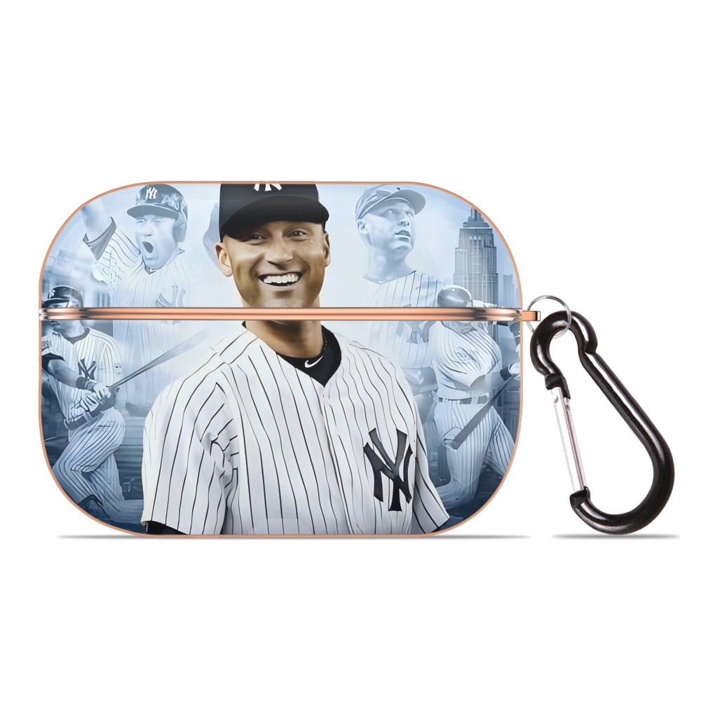 Derek Jeter 21 AirPods Pro Protective Case Rose Gold, Flexible PC Material, Precise Fit, Anti-Slip Cover, Full Protection, Fingerprint Resistant, Washable With Keychain