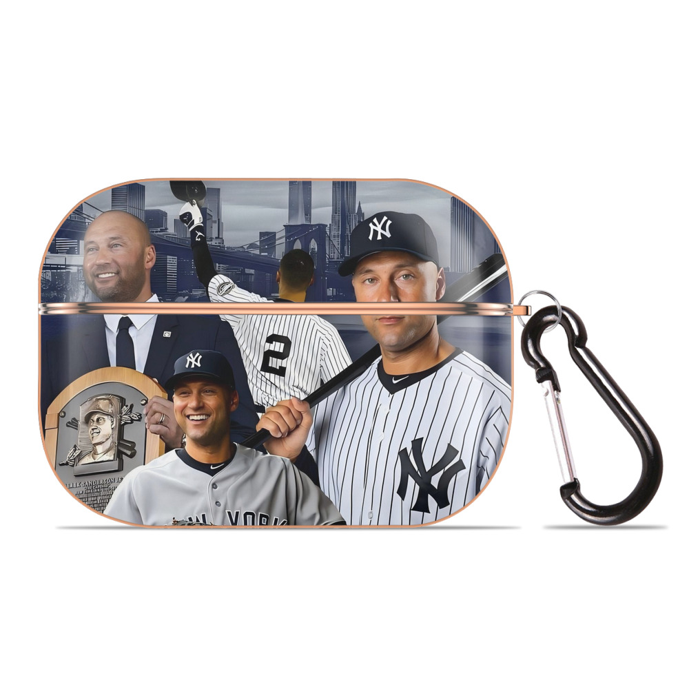 Derek Jeter 49 AirPods Pro Protective Case Rose Gold, Flexible PC Material, Precise Fit, Anti-Slip Cover, Full Protection, Fingerprint Resistant, Washable With Keychain