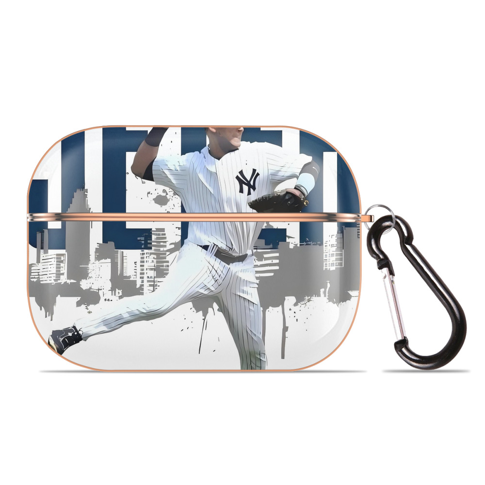 Derek Jeter 57 AirPods Pro Protective Case Rose Gold, Flexible PC Material, Precise Fit, Anti-Slip Cover, Full Protection, Fingerprint Resistant, Washable With Keychain