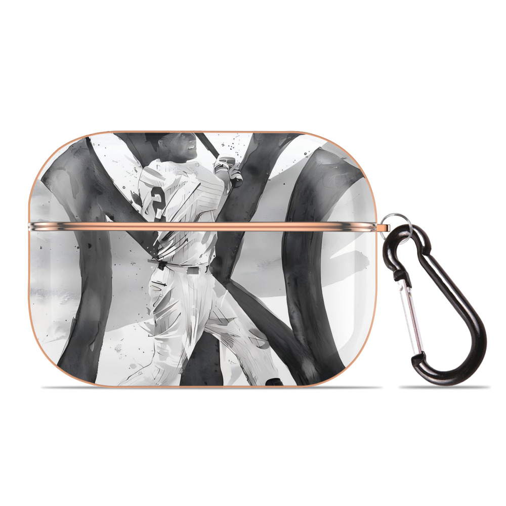 Derek Jeter 71 AirPods Pro Protective Case Rose Gold, Flexible PC Material, Precise Fit, Anti-Slip Cover, Full Protection, Fingerprint Resistant, Washable With Keychain