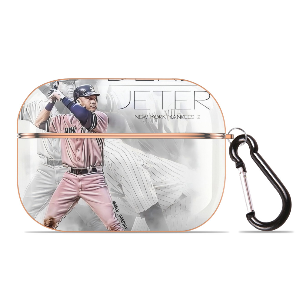 Derek Jeter 72 AirPods Pro Protective Case Rose Gold, Flexible PC Material, Precise Fit, Anti-Slip Cover, Full Protection, Fingerprint Resistant, Washable With Keychain