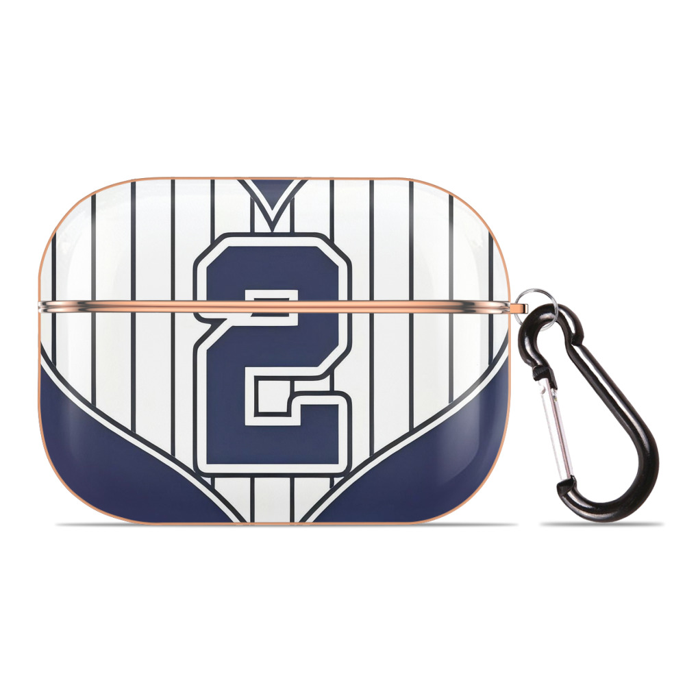 Derek Jeter 75 AirPods Pro Protective Case Rose Gold, Flexible PC Material, Precise Fit, Anti-Slip Cover, Full Protection, Fingerprint Resistant, Washable With Keychain