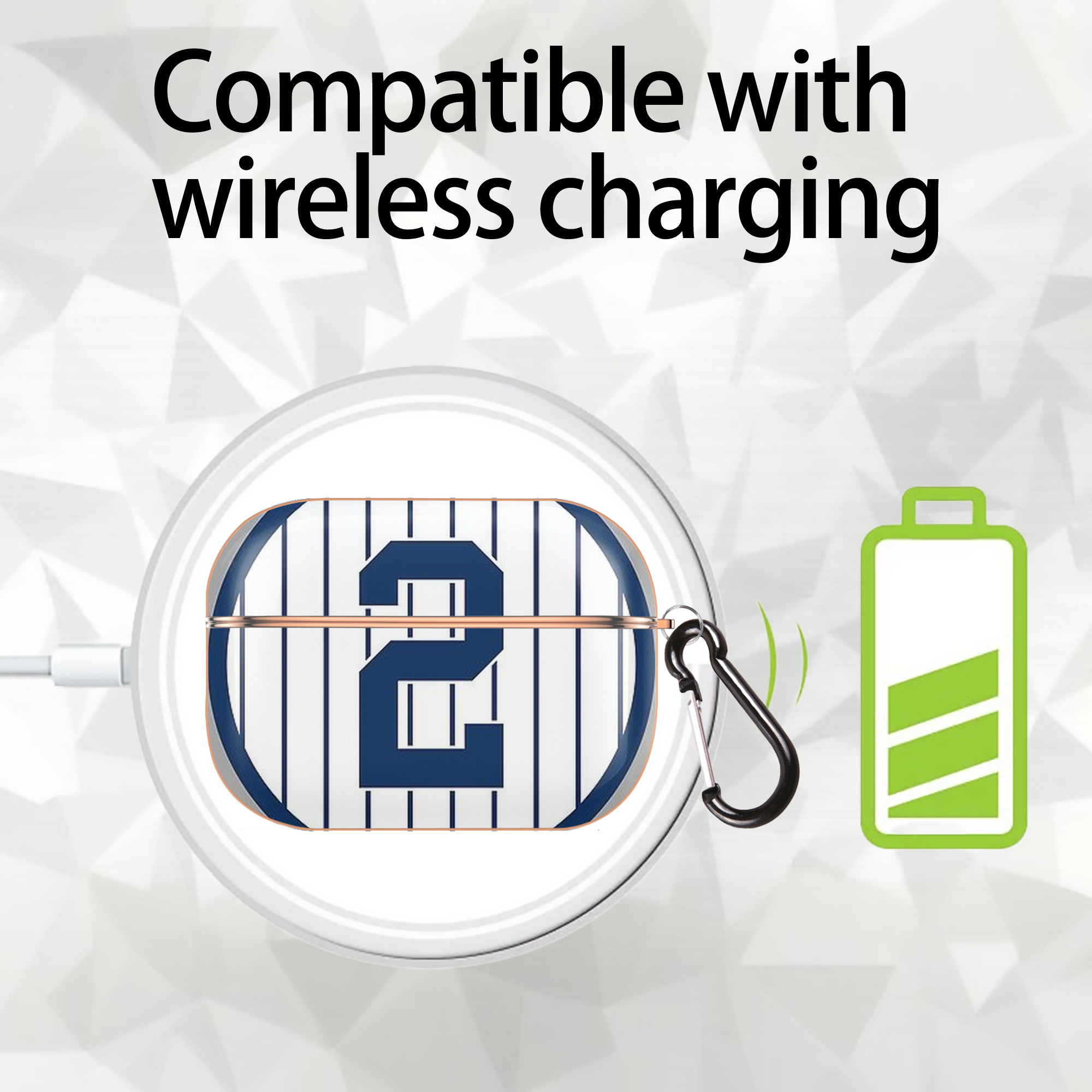 Derek Jeter 19 AirPods Pro Protective Case Rose Gold, Flexible PC Material, Precise Fit, Anti-Slip Cover, Full Protection, Fingerprint Resistant, Washable With Keychain