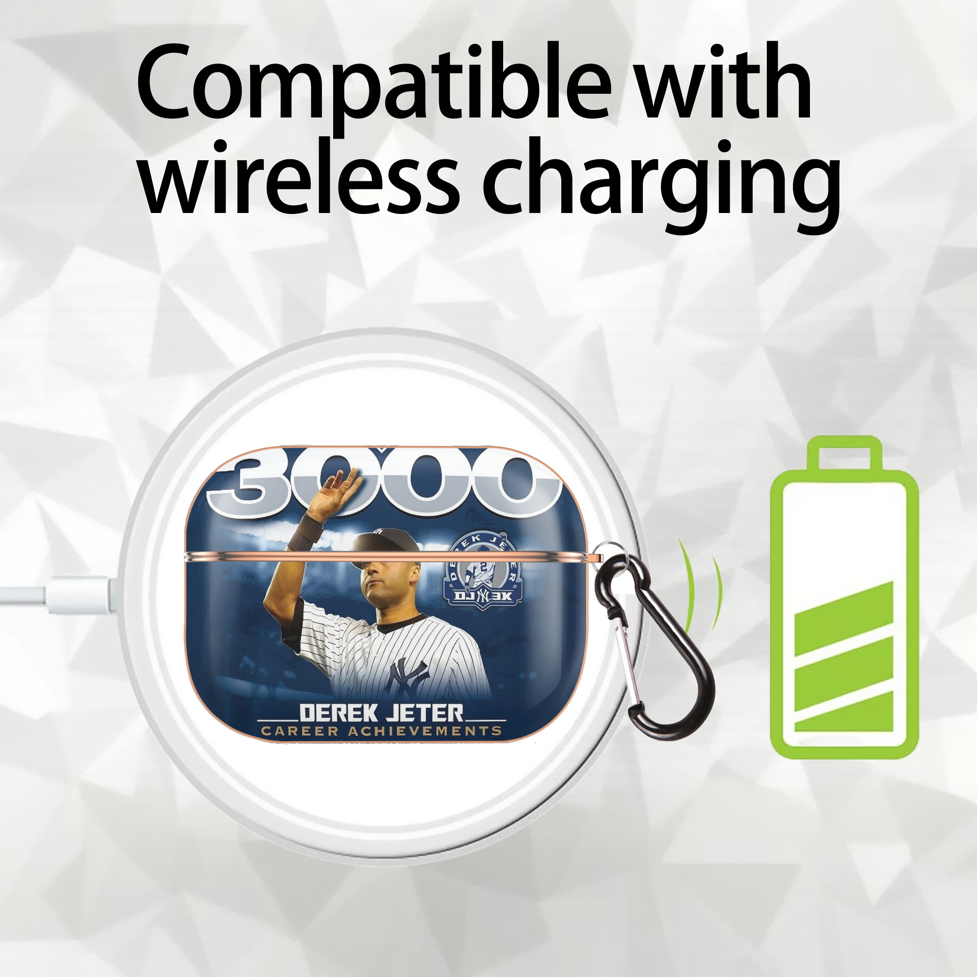 Derek Jeter 24 AirPods Pro Protective Case Rose Gold, Flexible PC Material, Precise Fit, Anti-Slip Cover, Full Protection, Fingerprint Resistant, Washable With Keychain