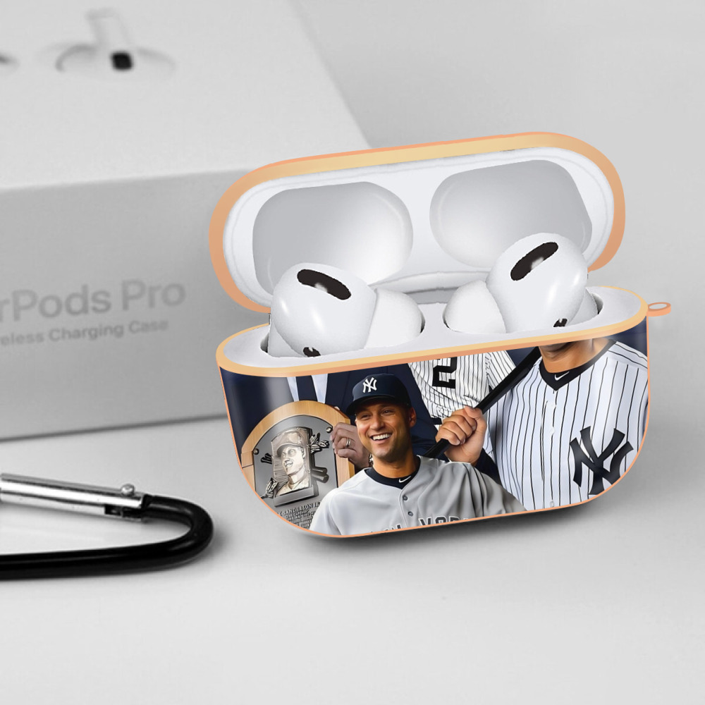 Derek Jeter 49 AirPods Pro Protective Case Rose Gold, Flexible PC Material, Precise Fit, Anti-Slip Cover, Full Protection, Fingerprint Resistant, Washable With Keychain