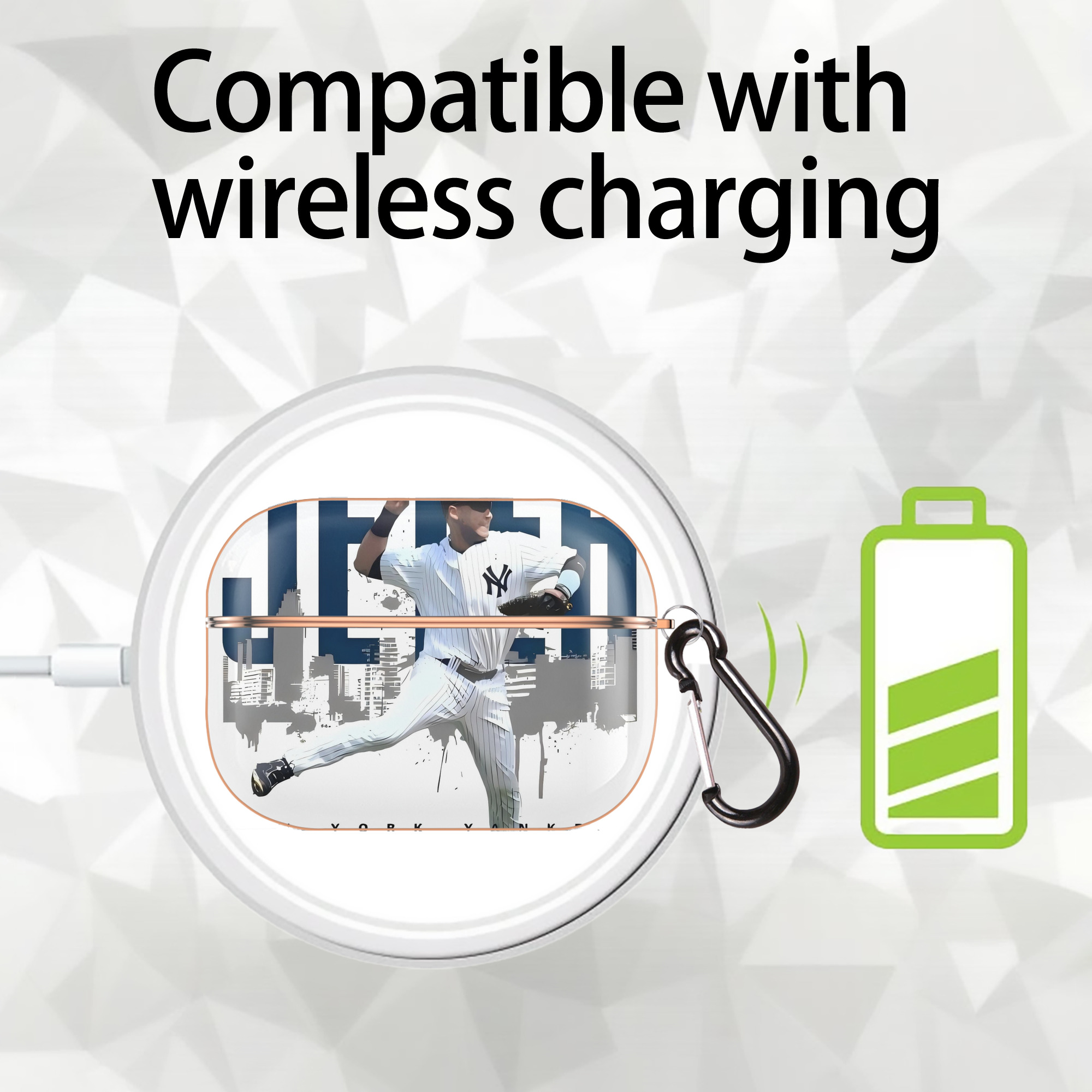 Derek Jeter 57 AirPods Pro Protective Case Rose Gold, Flexible PC Material, Precise Fit, Anti-Slip Cover, Full Protection, Fingerprint Resistant, Washable With Keychain