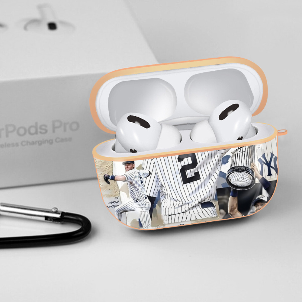 Derek Jeter 58 AirPods Pro Protective Case Rose Gold, Flexible PC Material, Precise Fit, Anti-Slip Cover, Full Protection, Fingerprint Resistant, Washable With Keychain