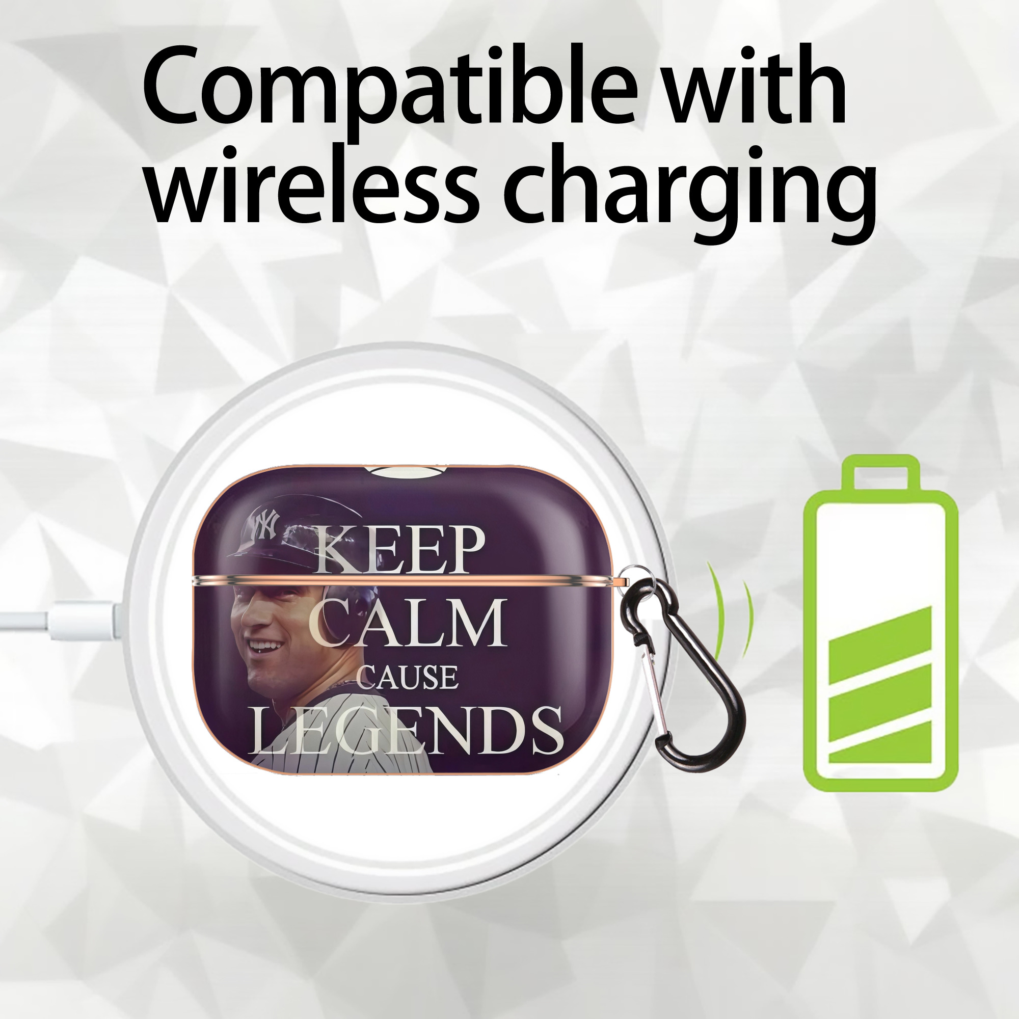 Derek Jeter 70 AirPods Pro Protective Case Rose Gold, Flexible PC Material, Precise Fit, Anti-Slip Cover, Full Protection, Fingerprint Resistant, Washable With Keychain