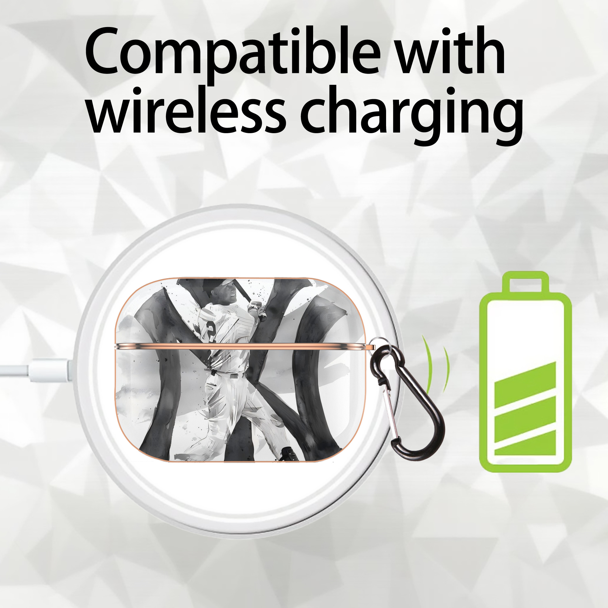 Derek Jeter 71 AirPods Pro Protective Case Rose Gold, Flexible PC Material, Precise Fit, Anti-Slip Cover, Full Protection, Fingerprint Resistant, Washable With Keychain