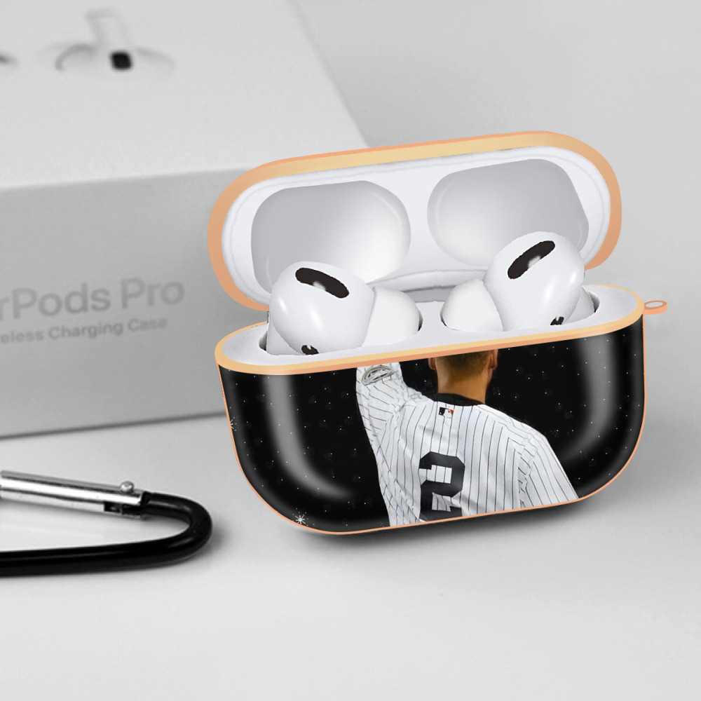 Derek Jeter 73 AirPods Pro Protective Case Rose Gold, Flexible PC Material, Precise Fit, Anti-Slip Cover, Full Protection, Fingerprint Resistant, Washable With Keychain