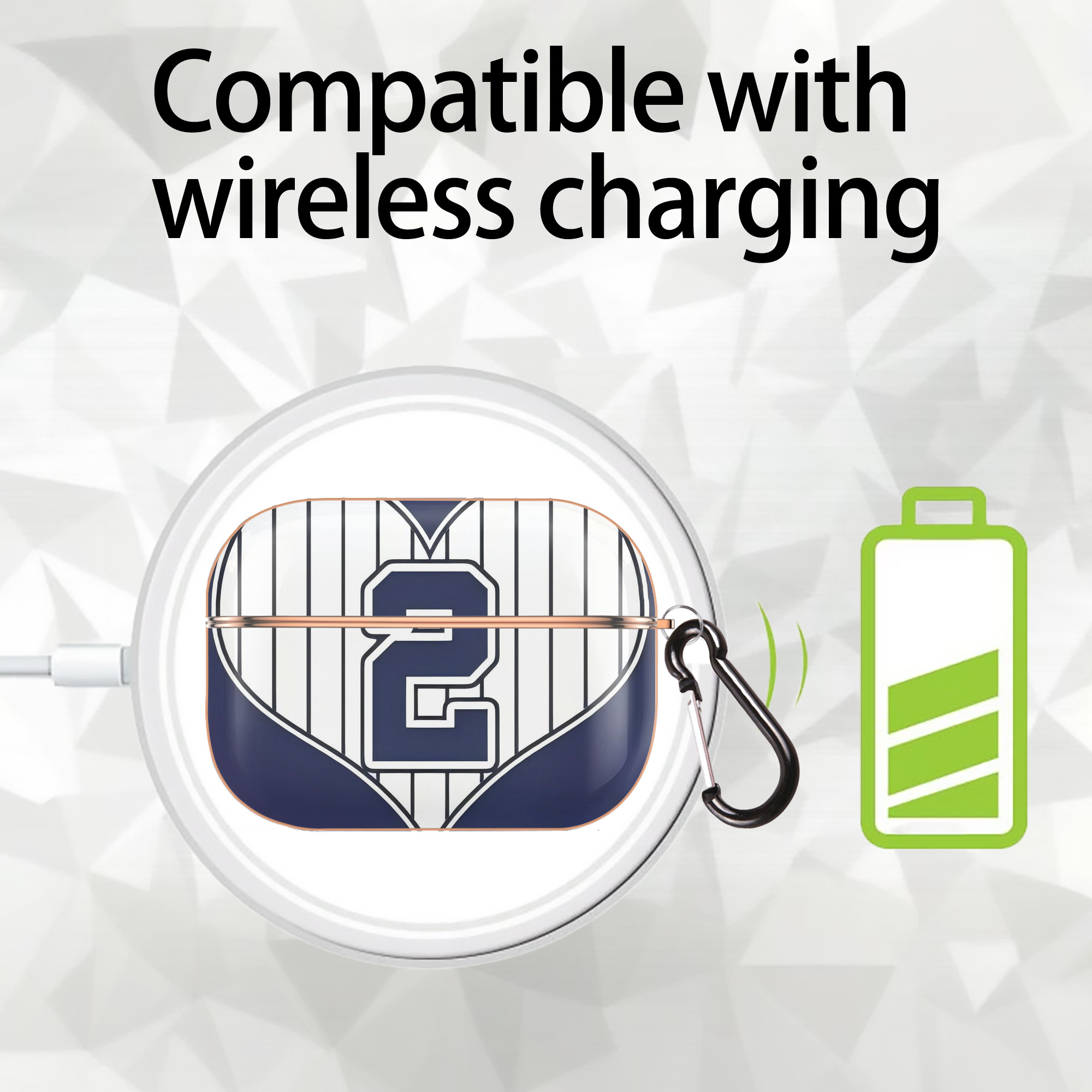 Derek Jeter 75 AirPods Pro Protective Case Rose Gold, Flexible PC Material, Precise Fit, Anti-Slip Cover, Full Protection, Fingerprint Resistant, Washable With Keychain