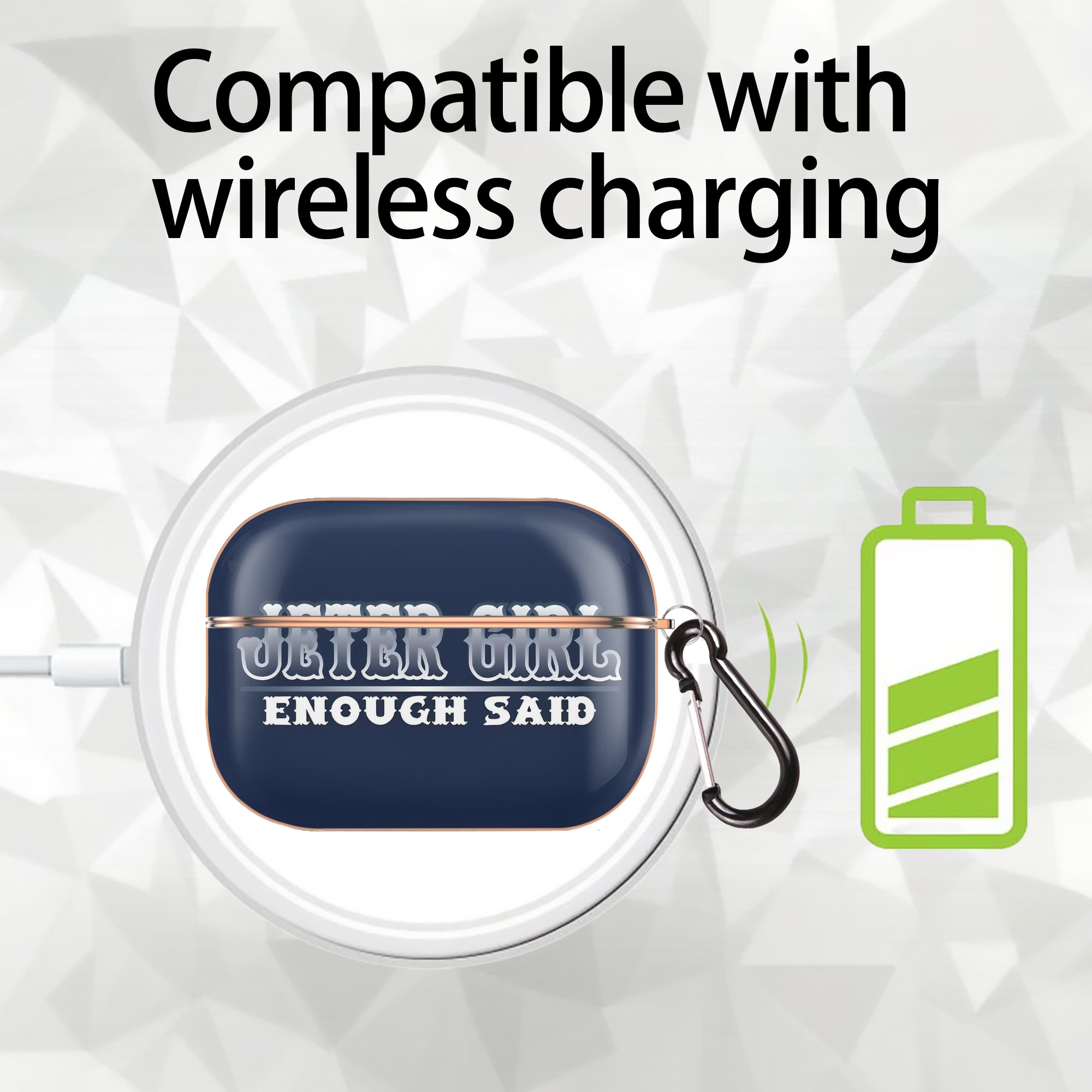 Derek Jeter 101 AirPods Pro Protective Case Rose Gold, Flexible PC Material, Precise Fit, Anti-Slip Cover, Full Protection, Fingerprint Resistant, Washable With Keychain