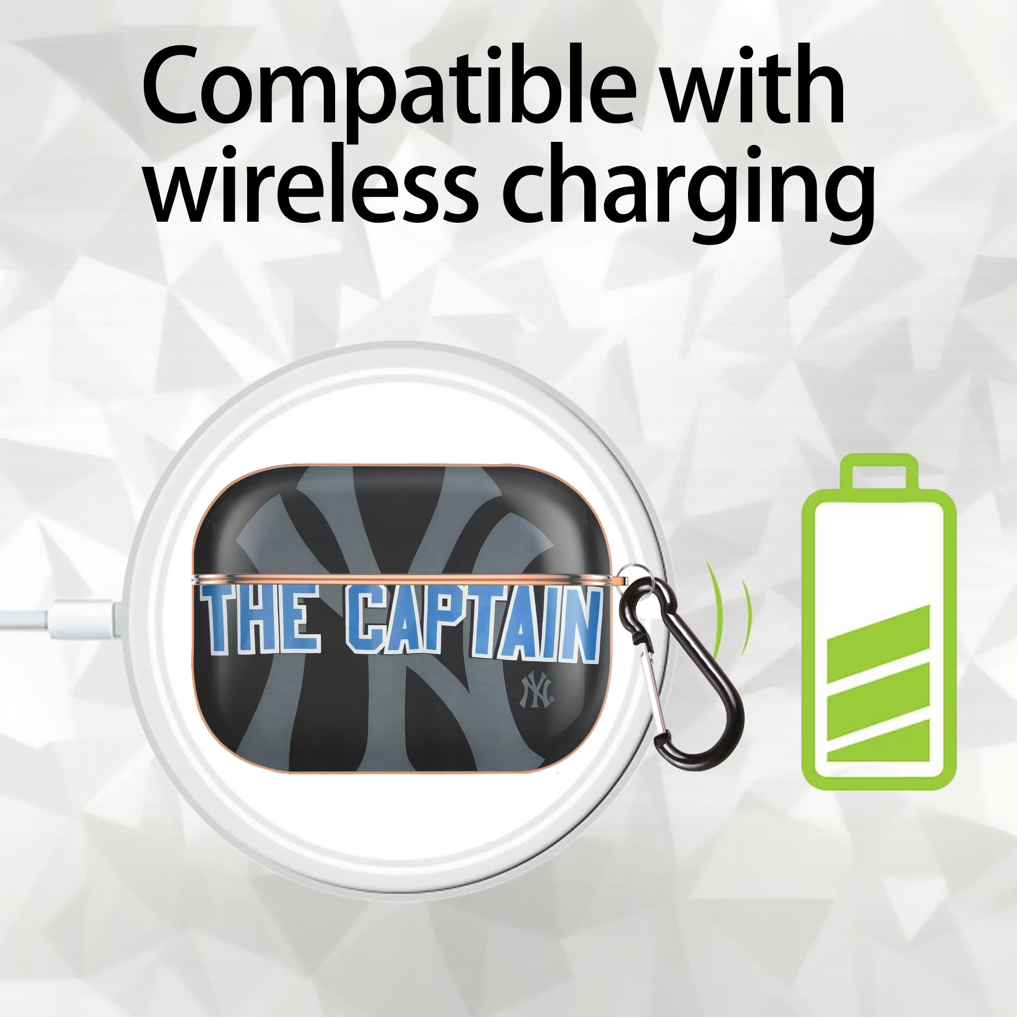 Derek Jeter 103 AirPods Pro Protective Case Rose Gold, Flexible PC Material, Precise Fit, Anti-Slip Cover, Full Protection, Fingerprint Resistant, Washable With Keychain