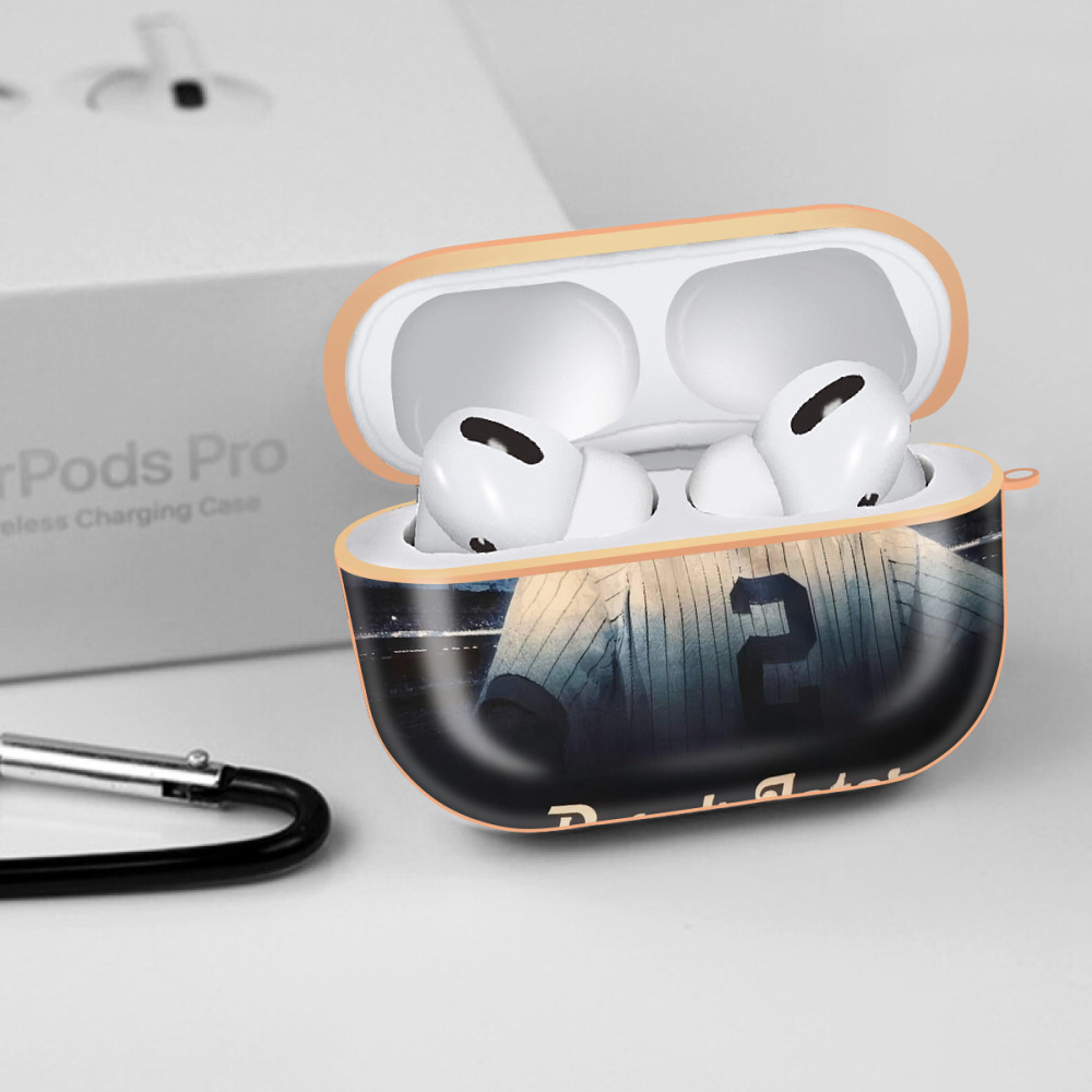 Derek Jeter 114 AirPods Pro Protective Case Rose Gold, Flexible PC Material, Precise Fit, Anti-Slip Cover, Full Protection, Fingerprint Resistant, Washable With Keychain